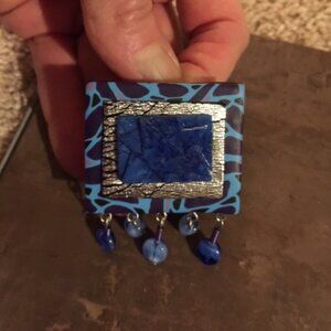 Jacqui mixed media square pin brooch